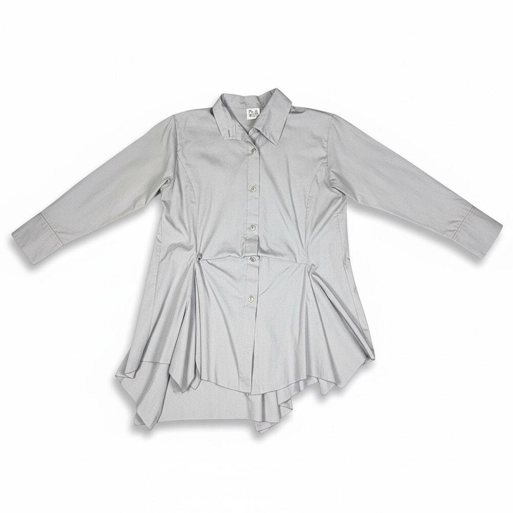 PLANET by Lauren G Button Front Tunic Size 2 Women's 10-14 Light Gray Lagenlook